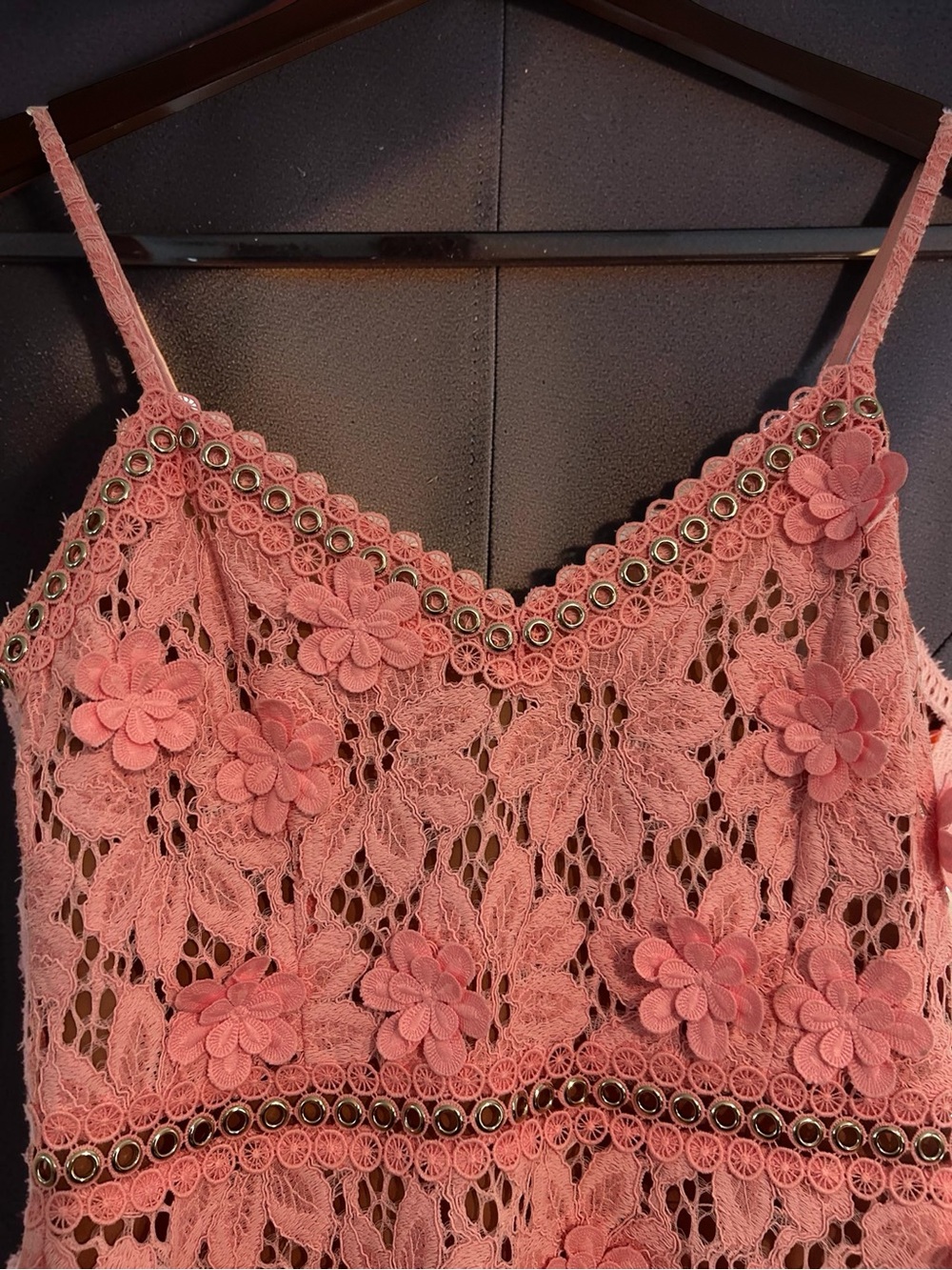 Michael Kors Coral Lace Floral Appliqué Sundress - Picture 2 of 9